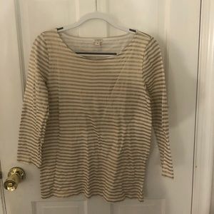 J.Crew White and Gold 3/4 length sleeve top